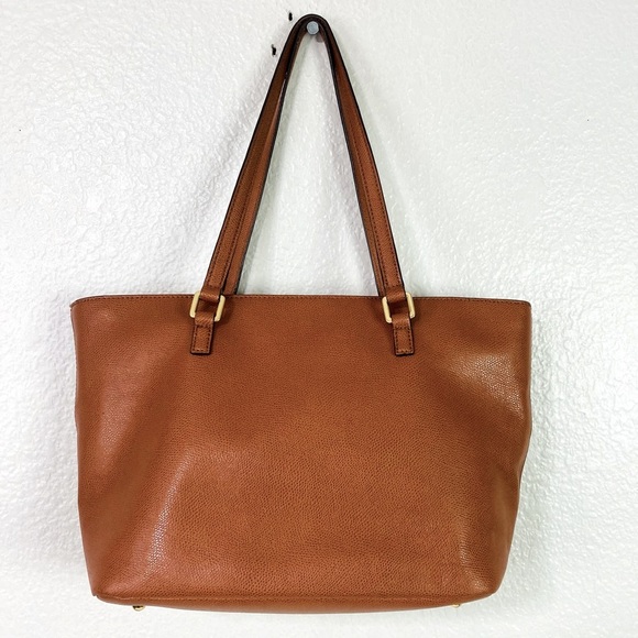 Lauren Ralph Lauren Whitney Pocket Brown Leather Tote 15” x 9” x 5” - Picture 5 of 12